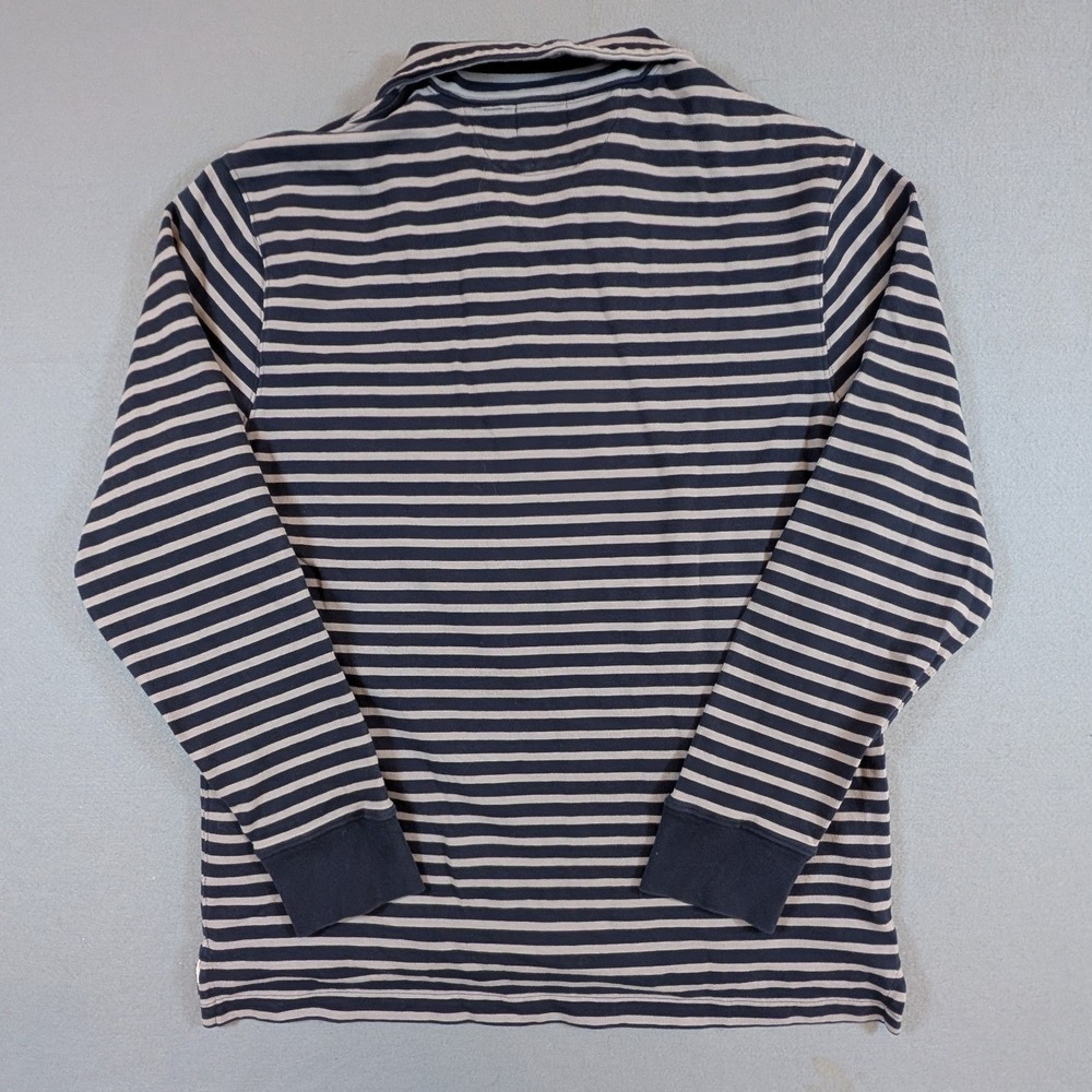 J. Crew Rugby Quarter-Zip Pullover Men Large Striped Long Sleeve Elbow Patches - Picture 3 of 9